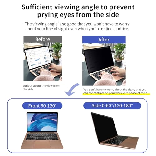 Magnetic Computer Privacy Screen, 13.3-16 Inch Anti Glare & Anti-Spy (16in/350x228mm) - size: 16in/350x228mm
