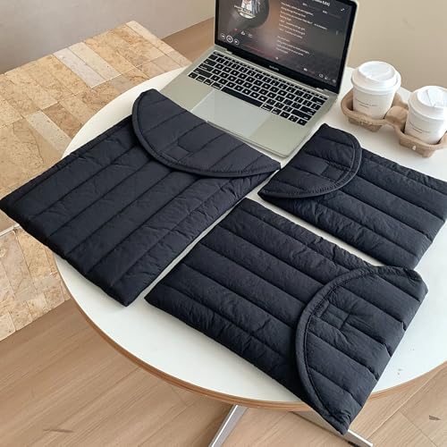 Puffy Laptop Sleeve 15-16 Inch Black, Protective Carrying Case for Men and Women, Cute Case Bag Compatible with 15 Inch and 16 Inch Laptops, for MacBook Air M2 M1, Asus/Dell Xps/Lenovo in Cover | Compatible with 15-16 Inch Macbook Pro/Air, Asus/Dell Xps/L
