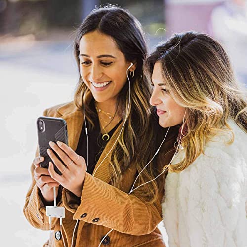 INVERSE NET 3 in1 Lightning to 3.5mm Headphone Adapter for iPhone | Dual Earphone Jack Audio and Charging Adapter, Headphone Splitter for iPhone 14/13/12/11/XS Max/XR/8/7 Plus/6/iPad