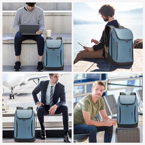 BANGE Business Smart Backpack Waterproof fit 15.6 Inch Laptop Backpack with USB Charging Port,Travel Durable Backpack - color: Light Blue