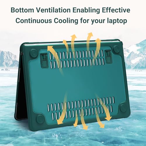 MOSISO Compatible with MacBook Air 13 inch Case M5 M4 M3 M2, Teal Green | 4 in 1 Kit Anti-Crack Hard Shell with Kickstand for MacBook Air 13.6 inch Case 2026-2022 A3449 A3240 A3113 A2681 - color: Teal Green