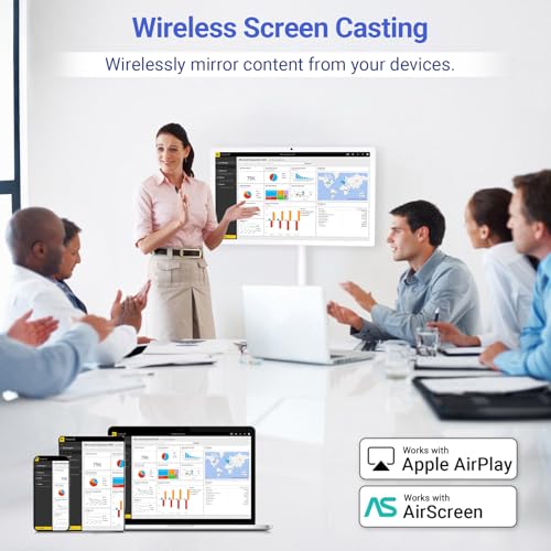 22-Inch Portable TV on Wheels, 1080p Portable Touch Screen Monitor, EDLA-Certified, Smart Rolling TV Built-in 13MP Camera, Built-in Battery Operated TV | Android 15 | 6+128G