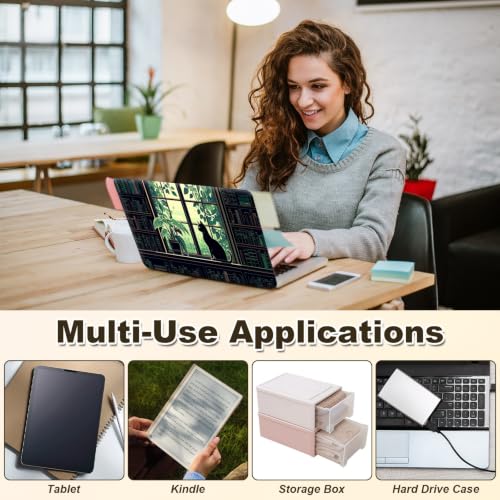 Universal Laptop Skin Sticker Decal 11-15.6 Inches, Cat Green Plants | Reusable Vinyl Sticker for 12.1 13 13.3 14 15.4 Inches Notebook PC, Scratch Resistant Waterproof, Easy to Trim & Apply - color: Cat Green Plants