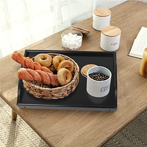 Bed Tray Folding Legs with Handles Breakfast Food Tray Table for Sofa Eating,Drawing,Platters Bamboo Serving Lap Desk Snack Tray - color: Black