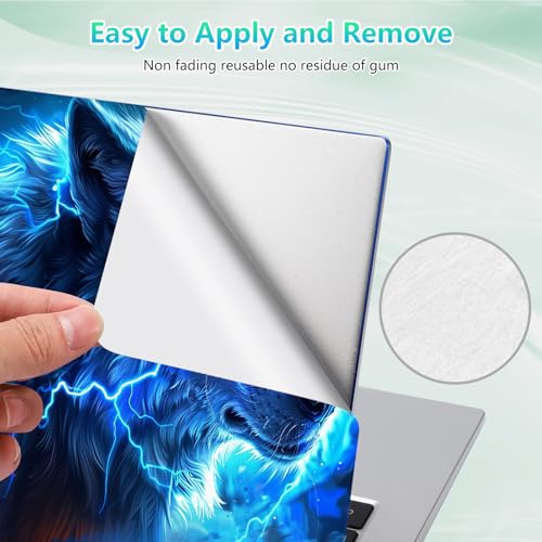 Laptop Skin Sticker Decal 12"-15.6" Universal Laptop/Notebook/Netbook Vinyl - Waterproof Scratch Resistant,Fits HP Dell Lenovo MacBook,2 Free Wrist Pads,Easy Apply & Remove,Blue Glitter Wolf - color: Blue Glitter Wolf