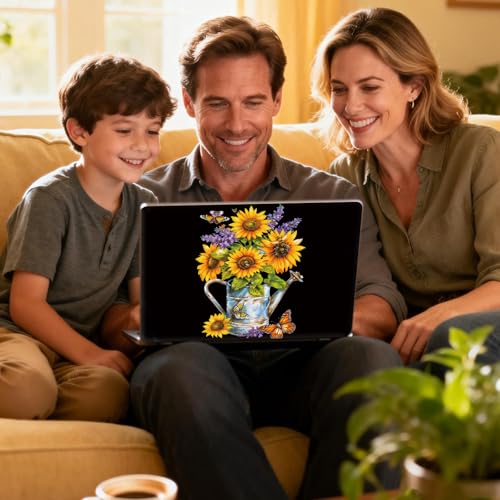 Universal Laptop Skin Sticker Decal for 11.6”12" 13" 13.3" 14" 15" 15.4" 15.6" Reusable Waterproof Scratch-Scratch Resistant Protective Vinyl Laptop Notebook Skin Stickers - Sunflower & Butterfly - color: Sunflower & Butterfly