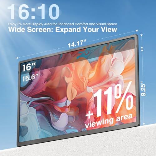 FLYTOCCA 16" Laptop Screen Extender, Updated 1200P FHD Portable Monitor with 16:10 Aspect Ratio Screen, Rotation Detachable Screen, Laptop Monitor Extender Compatible with Windows, Mac, Chrome