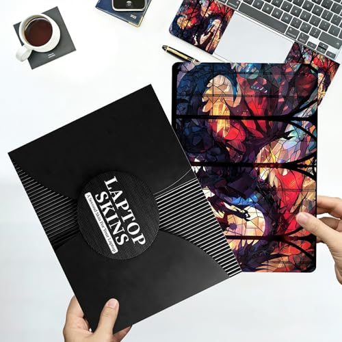 Universal Laptop Skin Sticker with 2 Wrist Pad Decals, 3-Piece Removable Vinyl Laptop Cover, Glass Dragon Waterproof Anti-Scratch, Easy-Trim Fit for 13.3" 14" 15.6" Laptops - color: Glass Dragon