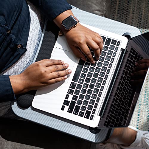 LAPGEAR Memory Foam Lap Desk with Wrist Rest and Media Slot - Medium - Silver Carbon - Fits up to 15.6 Inch Laptops and Most Tablet Devices - Style No. 91335 - color: Silver Carbon