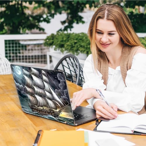 Laptop Skin Sticker Decal, Universal Reusable Vinyl Laptop Cover for 12" 13" 13.3" 14" 15" 15.4" 15.6" Notebook PC, Waterproof Scratch-Resistant with 2 Wrist Pads, Easy to Apply & Remove,Art Ship - color: Art Ship