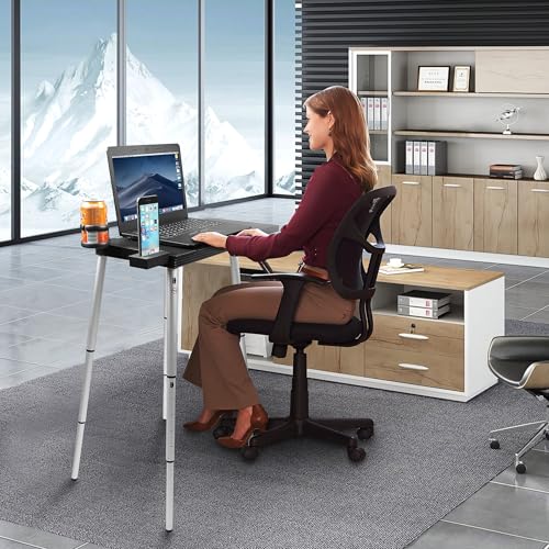 Portable Laptop Computer Desk Stand Table Foldable Compact Lightweight Adjustable Height 19-29 inches for Travel Remote Work Home Office School Debate