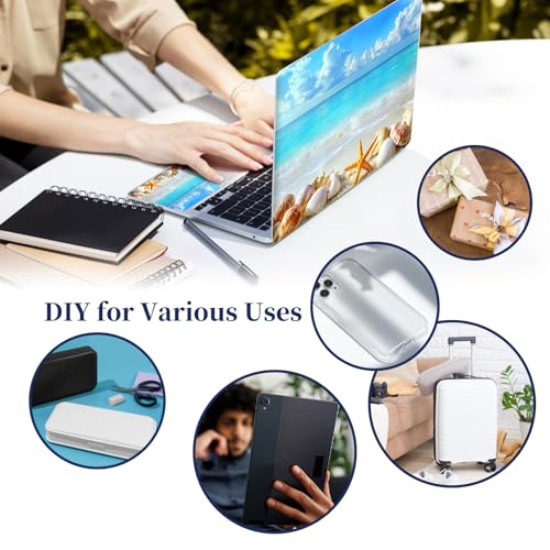 Universal Laptop Protective Skin,Trim-to-Fit Vinyl Sticker for 13–16 Inch Laptop,MacBook,Tablet & Notebook,Scratch-Proof Waterproof Cover,Beach Seashells Starfish - color: Beach Seashells Starfish