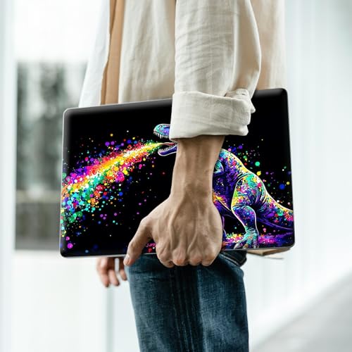 Reusable Universal Laptop Skin Sticker, Cut to Fit for 11.6–15.6 Inch Laptops, Waterproof Protective Film, No-Residue - Rainbow T-Rex - color: Rainbow T-Rex