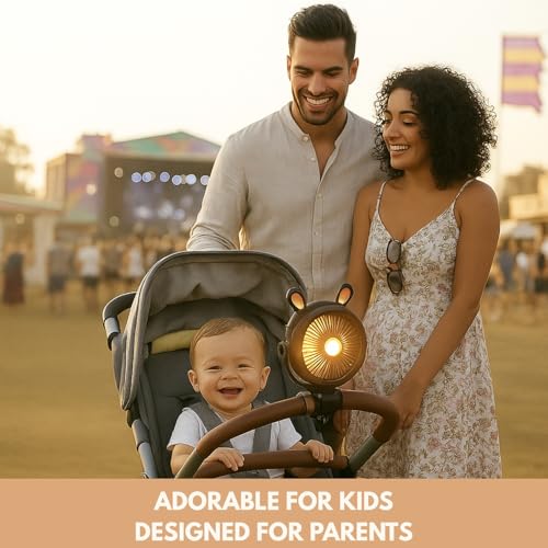 Stroller Fan for Baby with LED Light – Portable Clip-On Fan with Flexible Tripod Legs, USB Rechargeable, 3 Speeds, 120 Minutes Battery Life, Quiet Cooling for Travel, Nursery & Car Seat - color: PINK