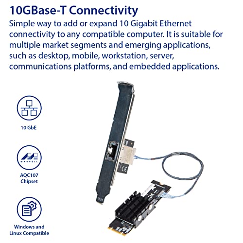 IO Crest 10 Gigabit M.2 M Key Ethernet Network Expansion Card - size: 1-Port 10G M2, style: 10 Gigabit