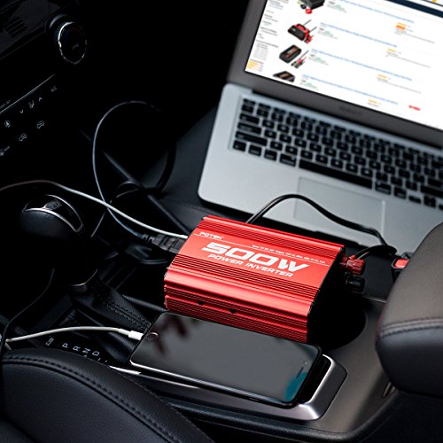 POTEK 500W Car Power Inverter DC 12V to AC 110V with 2AC outlets and 2A USB Port - size: 500W