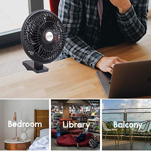 TN TONNY Convertible 6-Inch Desk & Clip on Fan, Two Quiet Speeds, Household Table Clip on Fans AC Personal Desktop Fans with 6 Feet Cord, Ideal for the Home, Office, Dorm, Black