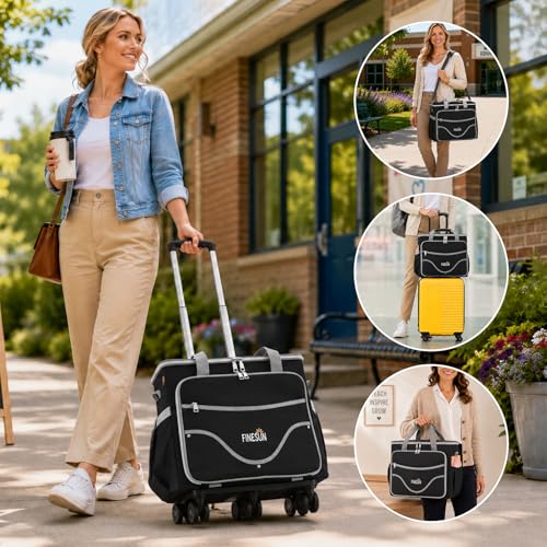 Rolling Craft Bag With Wheels, Teacher Tote Organizer With Detachable Cart - color: Black