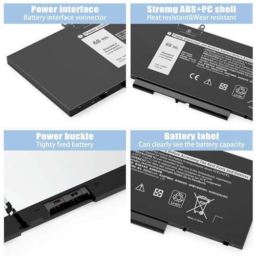 68Wh 3HWPP Laptop Battery Replacement for Dell Latitude 5410 5510 5401 5411 5501 5511 Precision 3541 3551, Inspiron 7706 2-in-1, 17 7500/7506 2-in-1 Black 10X1J N2NLL 1VY7F 451-BCMN 15.2V - size: 9.38*4.13*0.25inch 3HWPP