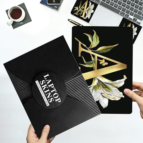 Universal Laptop Skin Sticker with 2 Wrist Pad Decals, 3-Piece Removable Vinyl Laptop Cover, Letter A Waterproof Anti-Scratch, Easy-Trim Fit for 13.3" 14" 15.6" Laptops - color: Letter A