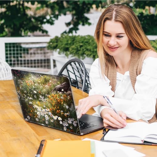 Laptop Skin Sticker Decal, Universal Reusable Vinyl Laptop Cover for 12" 13" 13.3" 14" 15" 15.4" 15.6" Notebook PC, Reusable Waterproof Scratch-Resistant with 2 Wrist Pads,Art Wildflower - color: Art Wildflower