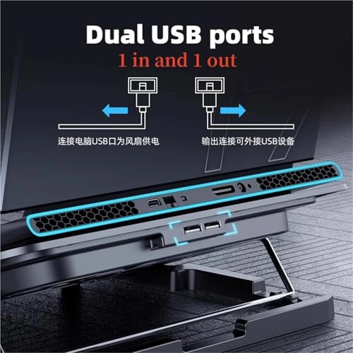 Laptop Cooling Pad - 6 Fans, Height Adjustable, Fits 15.6/17.3/18inch, with Touch Pad & Tablet Holder