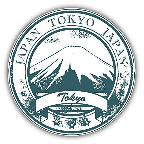 Tokyo Japan Grunge Rubber Travel Stamp Art Decorative 2" Scrapbooking Sticker Waterproof Vinyl Stickers for Water Bottle, Laptop & Phone Case – 18 Pack