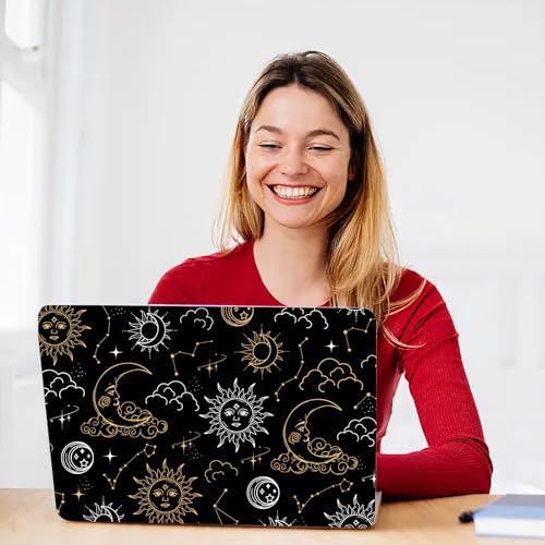 CREATCABIN Black Sun Moon Laptop Skin Sticker Decal Netbook Skin Sticker Notebook Art Decal 12" 13" 13.3" 14" 15" 15.4" 15.6 Inch Laptop Protector Cover Waterproof Scratchproof Removable Easy to Apply - style: Sun moon