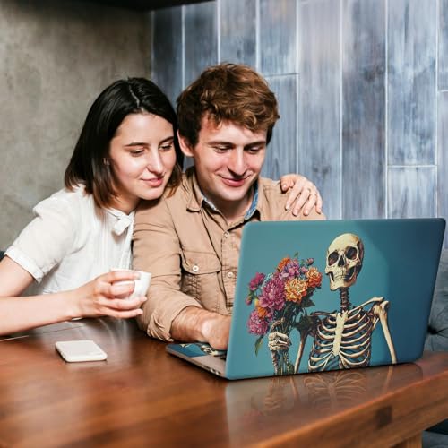 Universal Laptop Skin Sticker Decal, Compatible with MacBook HP Dell Lenovo 12"-15.6", Reusable Vinyl Notebook Cover 3PCS Set, High-Recognition Film-Skeleton Holding Flowers - color: Skeleton Holding Flowers