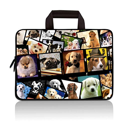 14 14.1" 14.2" 15" 15.4" 15.6" inch Inch Laptop Sleeve Case Protective Bag with Outside Handle,Ultrabook Notebook Carrying Case Handbag Compatible with Toshiba HP Chromebook(Cute Dog)