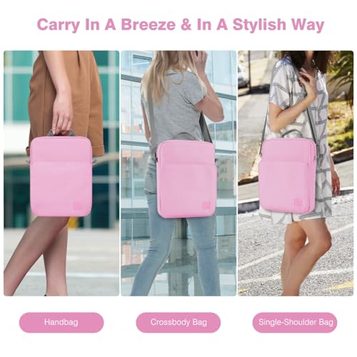 Dadanism 9-11 Inch Tablet Sleeve Bag Carrying Case with Shoulder Strap | Fits iPad (A16) 11", iPad 10th Gen 10.9", iPad Air M4/Pro M5 11", iPad 9/8/7th 10.2", Galaxy Tab A11+ Plus 11", Flowers Pink - color: Flowers Pink, size: 9-11 Inch
