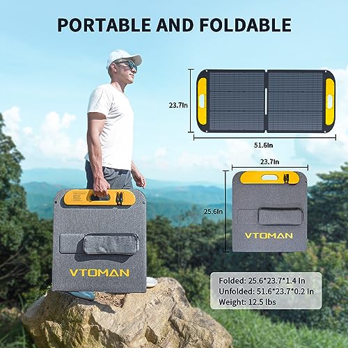 VTOMAN Jump 600X Portable Power Station with 110W Solar Panel, 600W/299Wh LiFePO4 Battery Solar Generator, 1200W AC Outlet, PD 60W USB-C, 3x Regulated 12V/10A DC for RV, Outdoor Camping, Home Backup - style: Jump 600X+110W