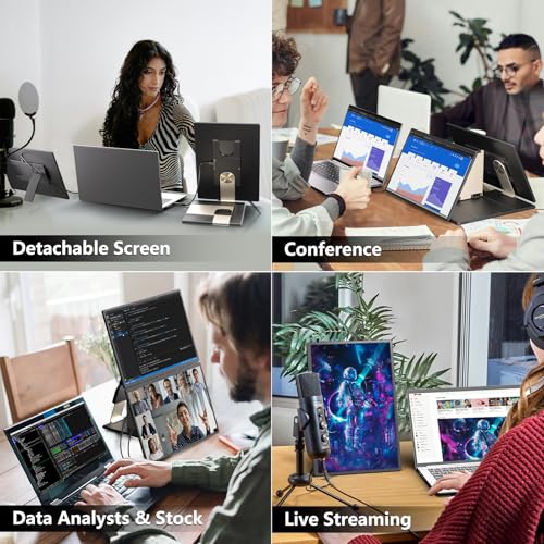 Laptop Screen Extender 16 inch - Triple Laptop Monitor Extender Detachable FHD 1920x1200P IPS 235° Rotation Extra Portable Monitor Compatible with 13”-17” Mac Wins Dex Chrome - style: 16" Monitor-S7