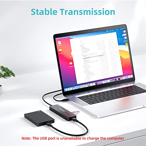 USB Hub, 3.0 4-Port Ultra-Slim Data USB Expander with 4 FT Extended Cable Compatible with MacBook, Mac Pro, Mac mini, iMac, Surface Pro, XPS, PC, Flash Drive, Mobile HDD (Black) - color: Black