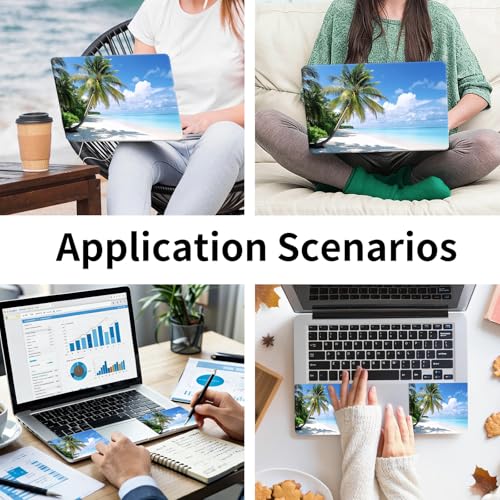 15.6 Inch Laptop Skin Sticker, Reusable Vinyl Cover Protector with 2 Wrist Pad Skins, Removable Waterproof Scratch-Resistant for 12-15.6 Inch Laptop Notebook,White Sandy Beach - color: White Sandy Beach