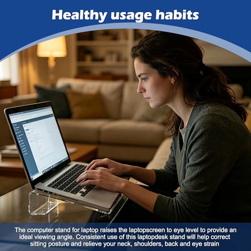 Slim Acrylic Laptop Stand, Portable Ventilated Desktop Riser for Desk, 11-17 Inch - color: Transparent