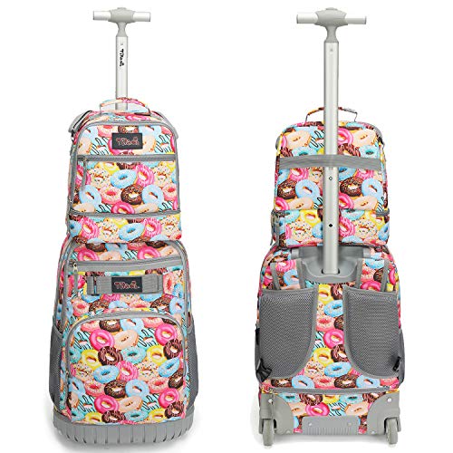 Tilami Rolling Backpack 19 inch with Lunch Bag Wheeled Laptop Backpack, Doughnut - color: Doughnut