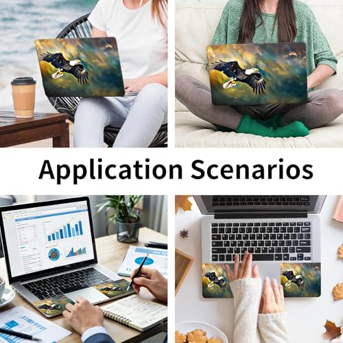 15.6 Inch Laptop Skin Sticker, Reusable Vinyl Cover Protector with 2 Wrist Pad Skins, Removable Waterproof Scratch-Resistant for 12-15.6 Inch Laptop Notebook,Majestic Bald Eagle - color: Majestic Bald Eagle