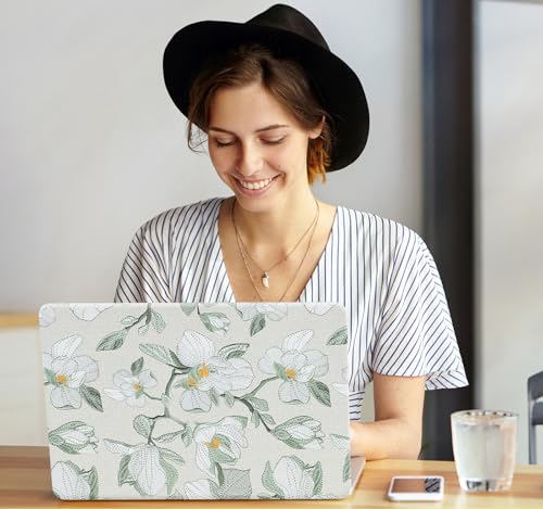 for MacBook Neo 13 Inch Case, Embroidery Floral Leather Textured | Precise Logo Cutout, With Keyboard Skin, Anti-Fingerprint Anti-Scratch Slim Light Cover - color: Embroidery Green