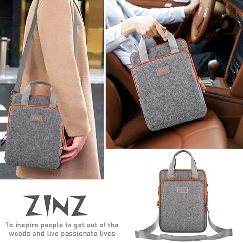 Laptop Shoulder Bag 12.3-13 inch Case Sleeve, Expandable Handbag with Valuables Compartment Compatible with MacBook Air/Pro/Neo 13", iPad 12.9"/13"/11", Shockproof,Gray-Orange edge - color: Gray-orange Edge