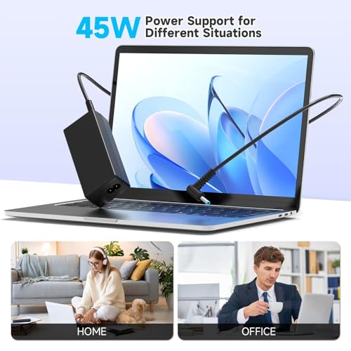 45W 19.5V Laptop Charger Compatible with HP Stream 11 13 14; Compatible with Pavilion x360 11 13 15; Probook Smart Blue Tip 4.5mm Power Supply Cord