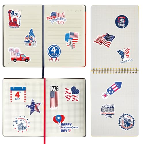 100 PCS 4th of July Stickers, Patriotic Stickers for Decorations, USA Waterproof Vinyl Stickers for Water Bottles, Laptop, Phone, Tablet, Guitar, Bike, Car - style: 4th of July