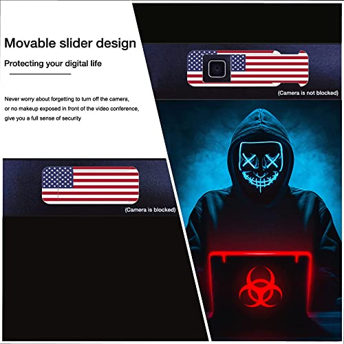 Webcam Cover, Laptop Camera Cover Slide, Ultra-Thin, US Flag Pattern Design, Web Camera Cover fits Laptop, Desktop, PC, Macboook Pro, iMac, Computer, Protect Your Privacy & Security - color: Oversized -us flag -3 packs