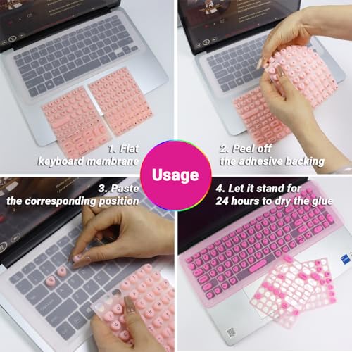 Long Nail Keyboard Stickers & Cover for Long Nails - 119 Keys Set, Fits 15-17 Inch Laptops, Portable Plastic Storage Case, Ideal Gift (Pink) - color: Cute Pink