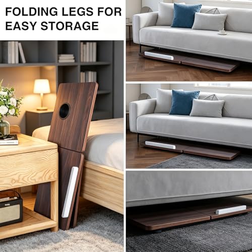 28.7" Extra Wide Lap Desk & Bed Desk - Foldable Laptop Bed Tray Table for Adults, Large Bed Trays for Eating and Laptops, Portable Floor Desk with Cup & Phone Holder for Couch, Working, Craftin