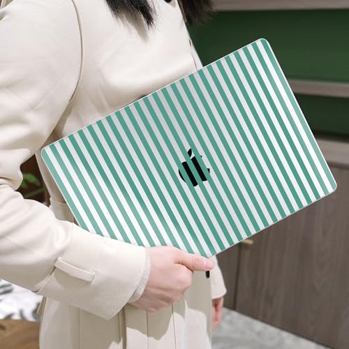 MEEgoodo Case for M5/M4/M3/M2 MacBook Air 15 inch Case 2026 2025 2024 2023, Laptop Shell Fit Model (A3448/A3241/A3114/A2941) for MacBook Air 15.3-inch, Green Stripes - color: Green Stripes