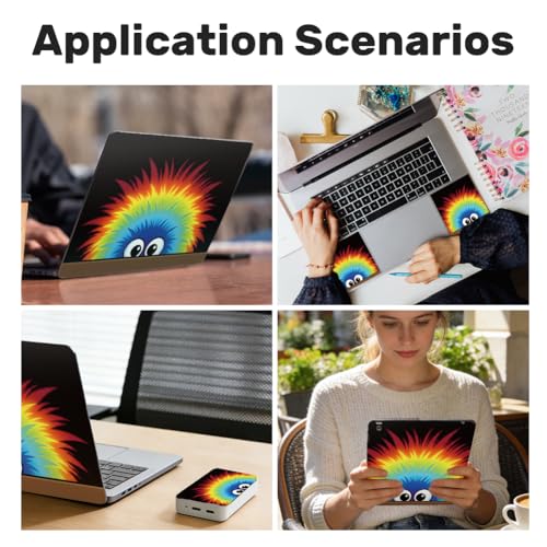 3Pcs Cartoon Hedgehog Laptop Skin Sticker Universal Removable Vinyl Stickers Fits for 12.1 13 14 15.6 16 Inch Waterproof Notebook Decal Cover Gift - color: black