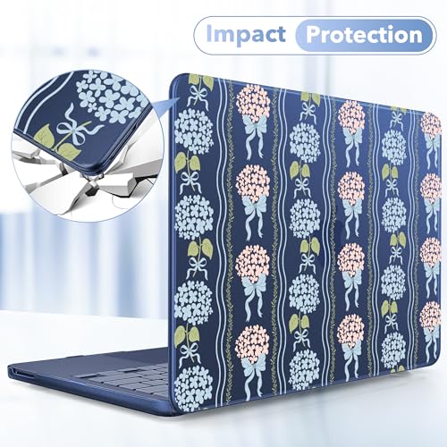 May Chen for MacBook Neo Case 13 inch 2026 | 100% Match Official Color | Pattern Printing, Anti-Crack & Scratch & Fingerprint | Protective Hard Shell Cases Model A3404 - Elegant Flowers Ribbon Bow - color: Elegant flowers ribbon bow