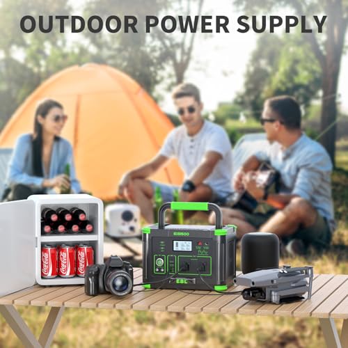 EBL Portable Power Station 500w(Peak 1000W), Camping Solar 519.48Wh Outdoor | Solar Generator Backup Battery Pack with 2x120V AC Outlets, 10-Port Powerhouse for Outdoor and Indoor Emergency Use - color: Dark Green
