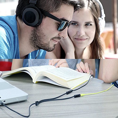 Headset Splitter for 2 TRRS Headphones or Mics 3.5mm Audio Splitter | Sapphire Blue, Metal Shell, 3.5mm Jack Adapter TRRS 4-Pole Headphone Splitter Male to 2 Female Adapter for Smartphone, Laptop - size: 1 Feet - Standard